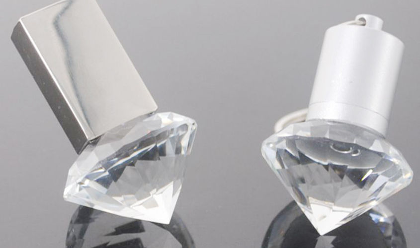 Флешка Стеклянная Кристалл Ромбовидный GL356 под заказ купить оптом