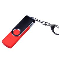 Флешка Trio Twist USB, Type-C и Micro USB красного цвета