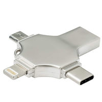 Универсальную флешку с четырьмя разъемами USB, micro USB, Type-C и Lightning купить с нанесением логотипа